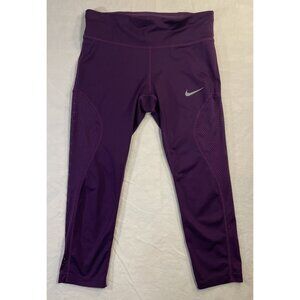 Women's Medium Purple NIKE Drawstring Running Capri Tight Fit Leggings 855144